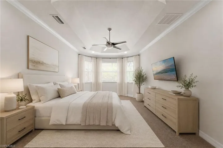 virtually staged master bedroom