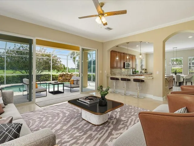 Virtually staged family room 20'x17'open to kitchen...