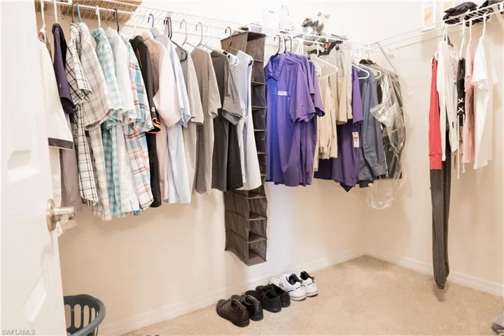 Spacious closet featuring carpet flooring