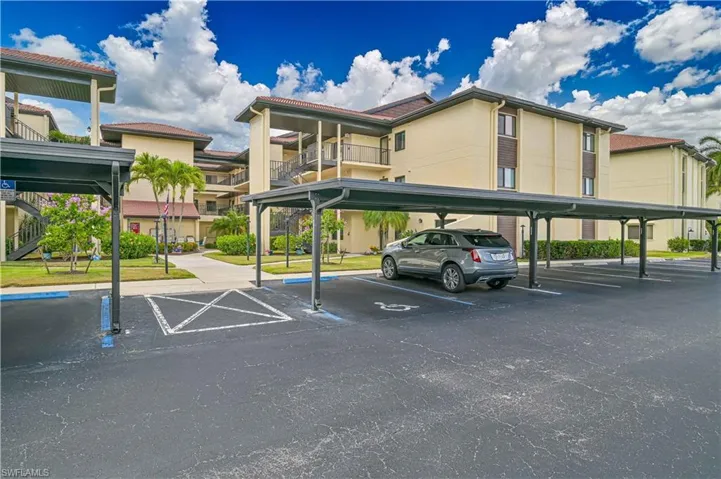 Covered parking structures providing sheltered vehicle storage