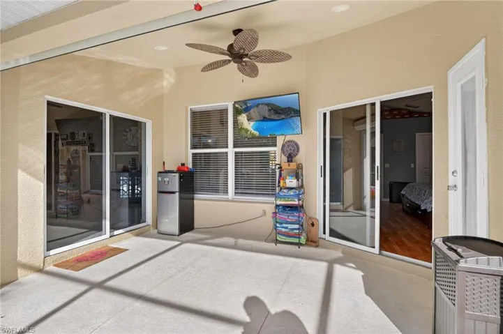 View of patio / terrace featuring ceiling fan