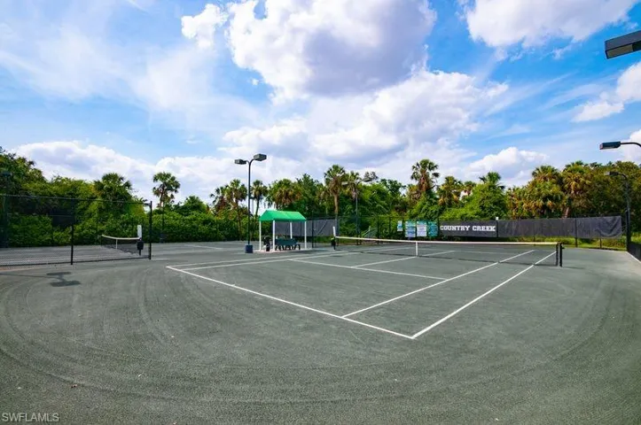 View of tennis courts
