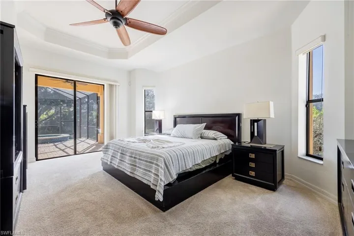 Master Bedroom with plenty of space and pocket sliding glass doors leading to pool/spa.
