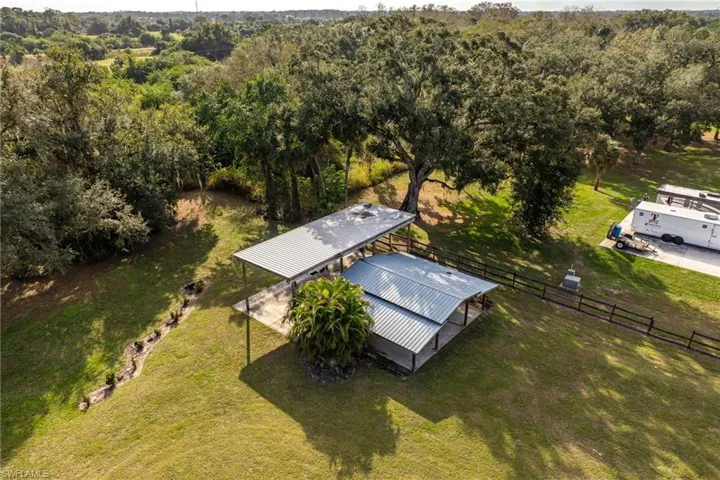 Birds eye view of pole barn