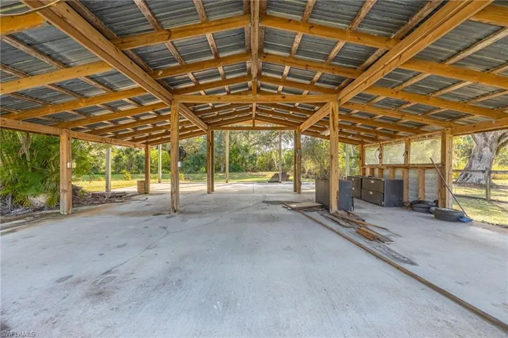 View of interior pole barn.