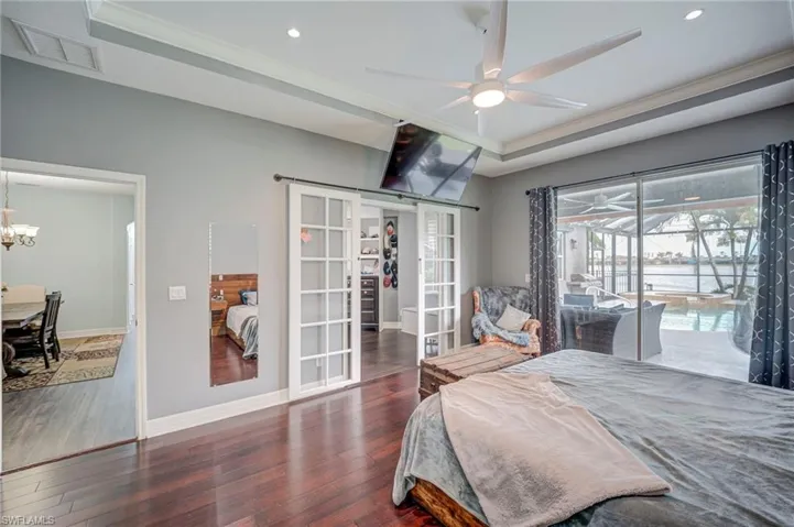 Sliding French Doors lead to Walk-in Closet.  Gorgeous Lake View from Sliders.