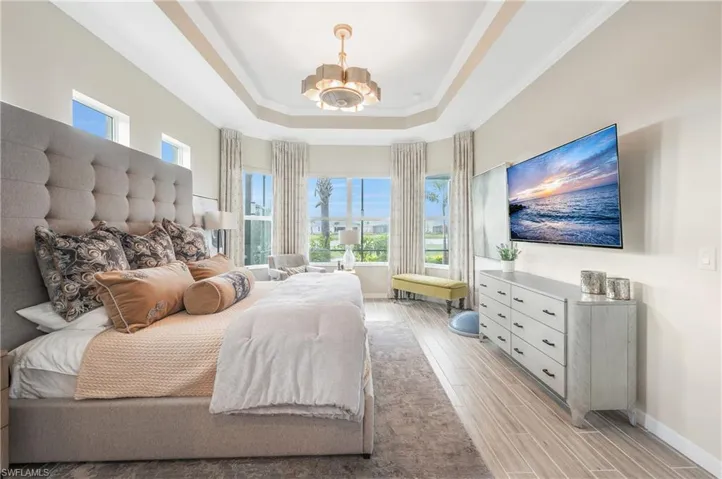 Primary Bedroom with Automatic Shades wake up and go to sleep with a voice command "HEY ALEXA OPEN THE BLINDS"