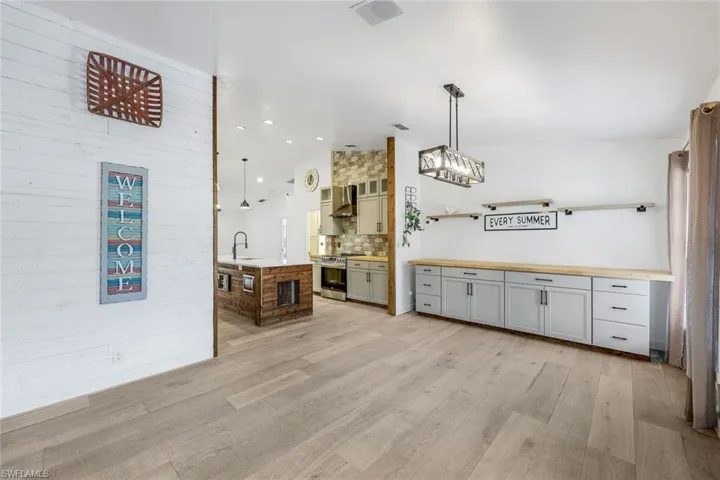 Large dining room with custom server.