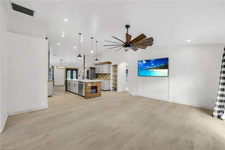 Living room is open to the kitchen.