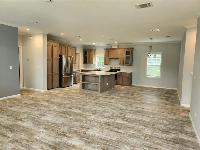 Family, dining and kitchen