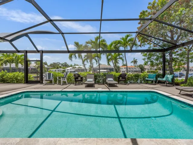 Swimming pool with a patio and a lanai