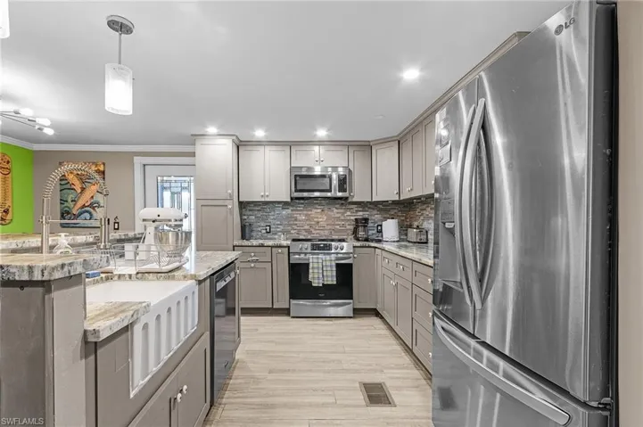 New appliances and kitchen.