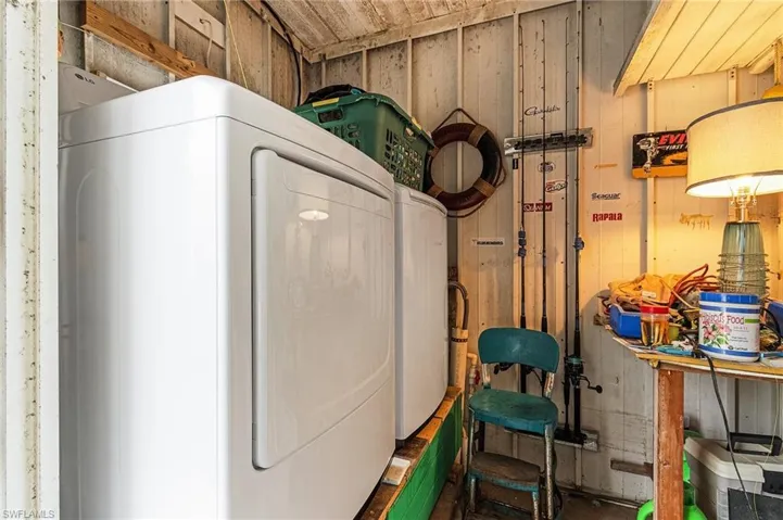 New washer and dryer in the laundry shed.