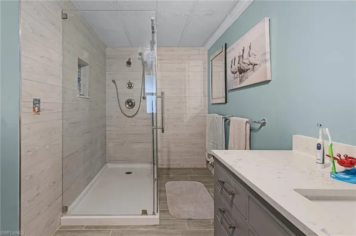 Large walk-in shower in Master bath.