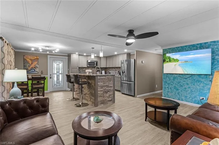 Open Dining/Kitchen/Living concept.