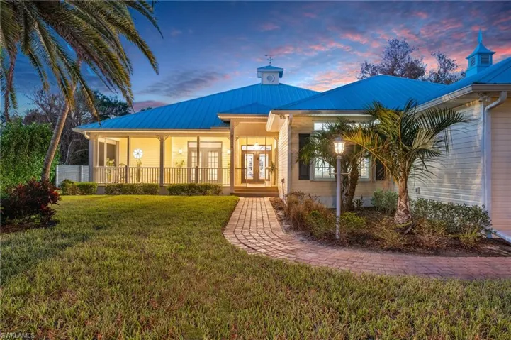 View of front at twilight
