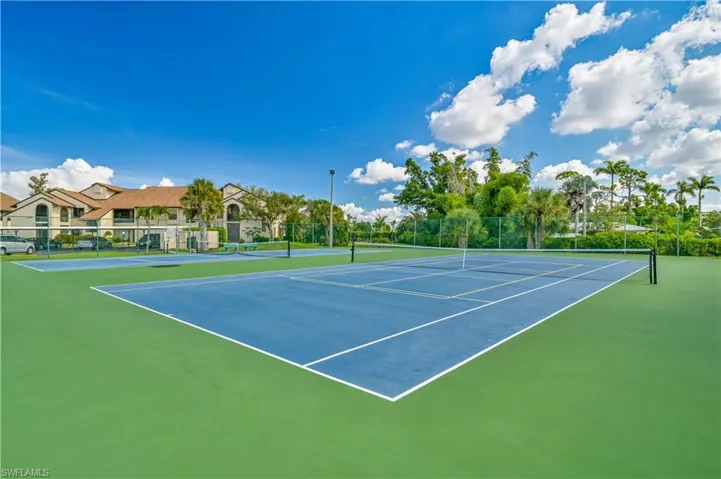 View of tennis court.