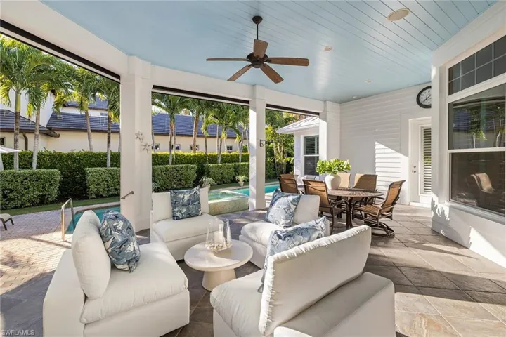View of patio / terrace featuring outdoor lounge area, outdoor dining area, and a ceiling fan
