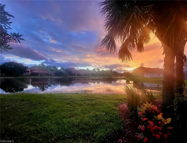 Beautiful sunset view from lanai looking over the lake