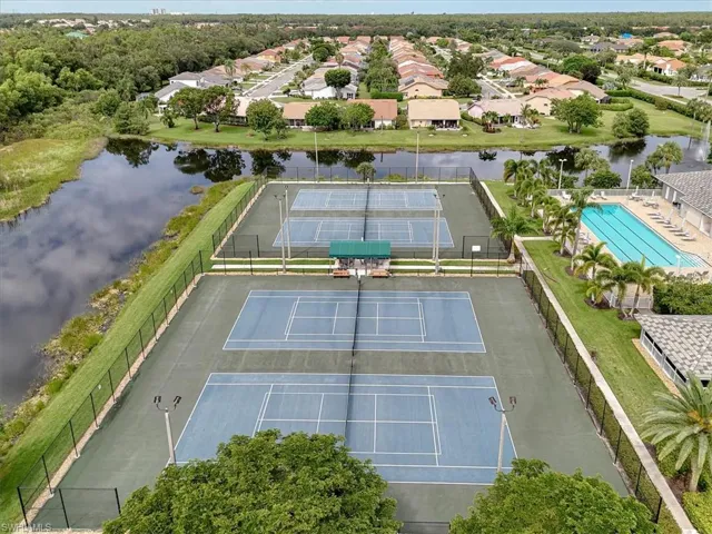 Bird's eye view of a nearby body of water