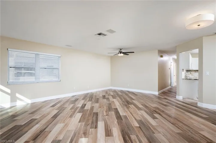 View from front entry into Living Room.