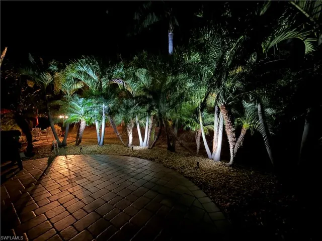 View of patio at twilight