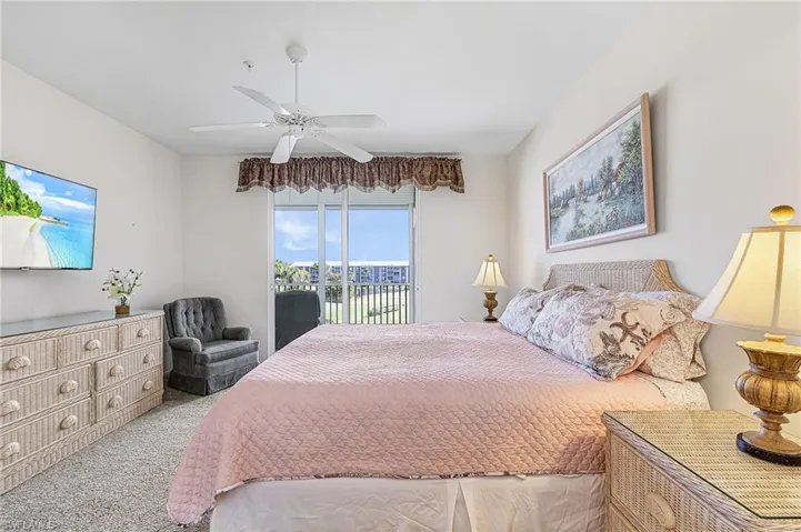 Golf course views can be enjoyed from the master bedroom .