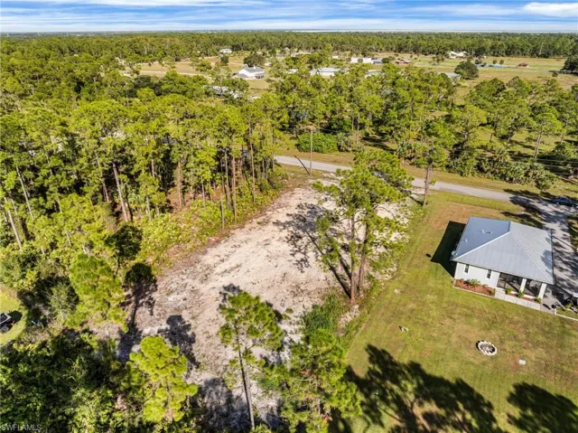 Aerial view of a heavily wooded area