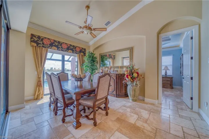 Dining room overlooks lake