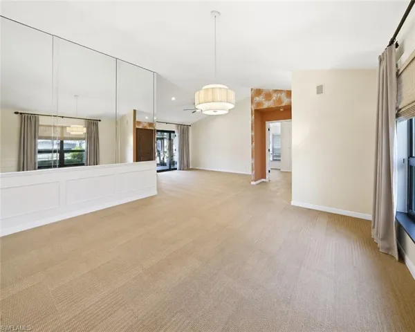 Formal dining room with open layout . Ai generated to remove furniture