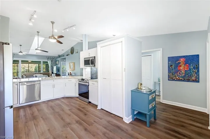 Open sun-drenched floor plan with sky light