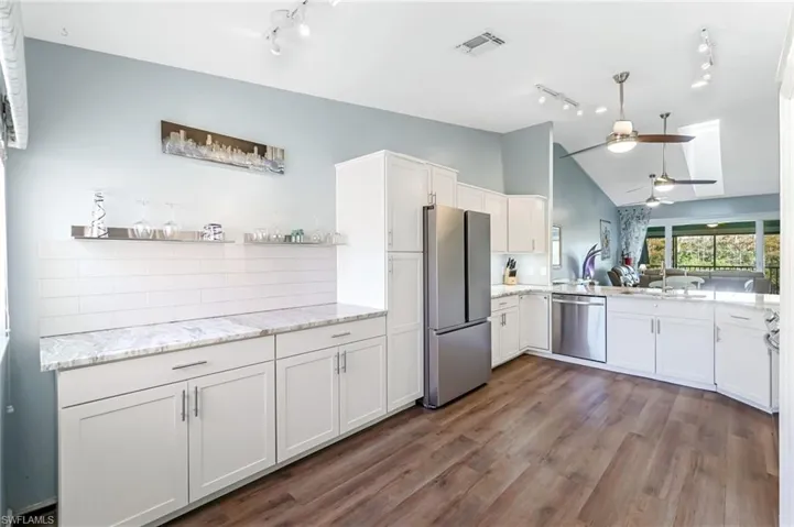 Newly renovated kitchen with ample storage and prep space