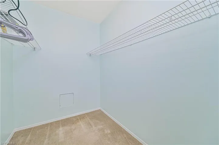 Walk in closet with light carpet