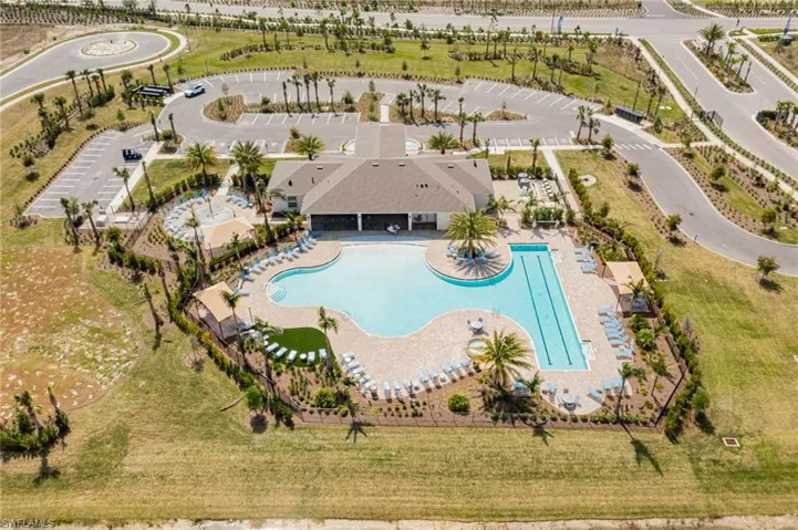 Drone / aerial view of a pool area