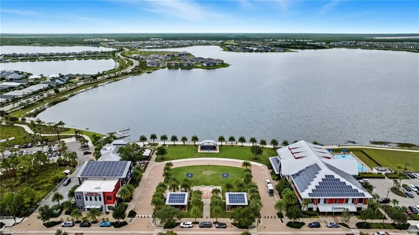 Drone / aerial view of a large body of water