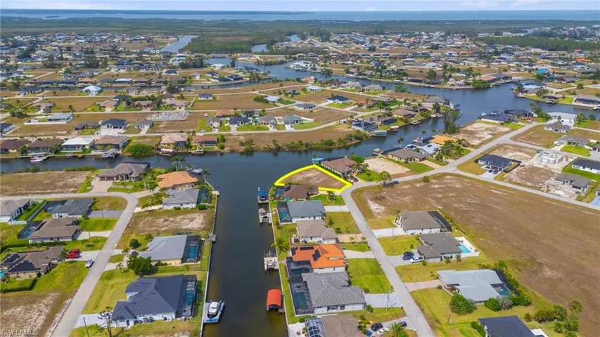 Bird's eye view featuring a water view and a residential view