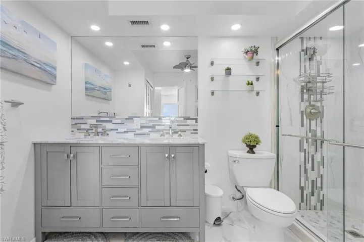 Primary Bathroom completely upgraded and remodeled.