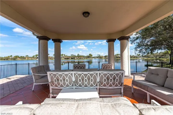 View of gazebo featuring a water view and outdoor lounge area
