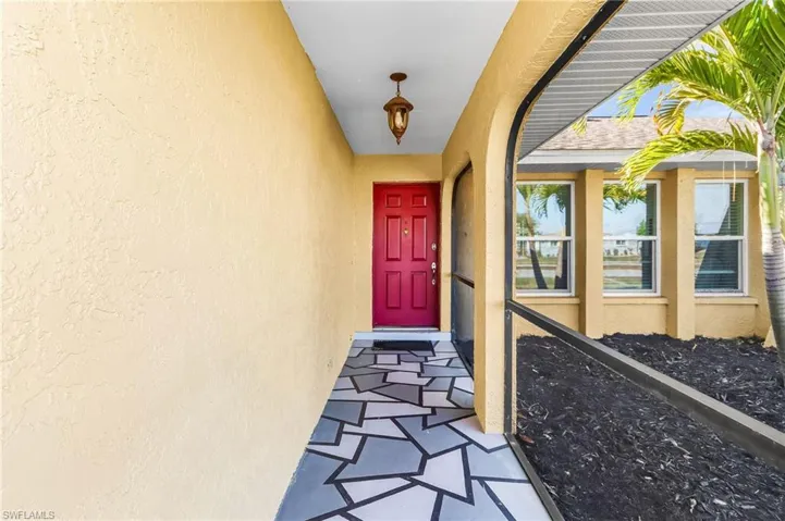Screened in entry.