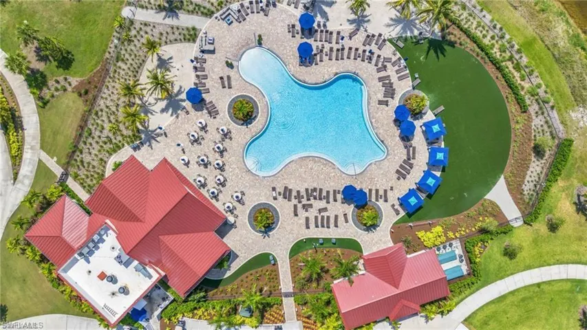Aerial view of a pool area