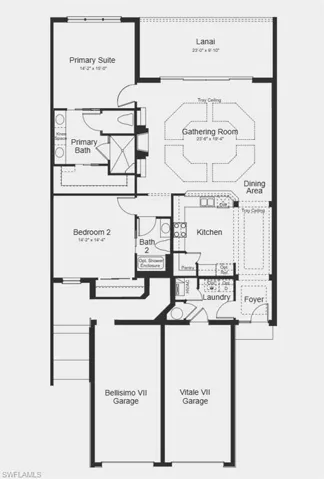Floor Plan - Additional Highlights Include: Cafe appliance package, washer and dryer, refrigerator, whole house blinds, and upgraded tile flooring