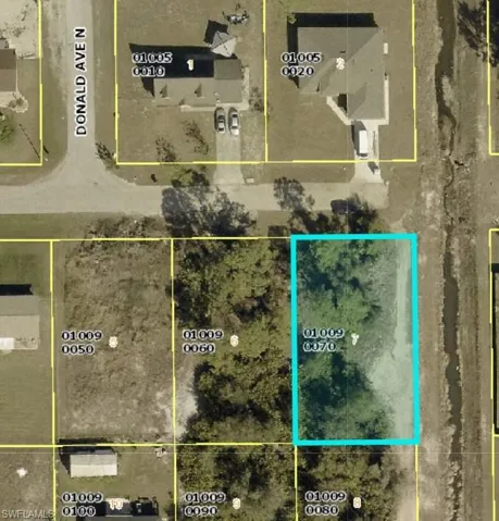 Aerial Property Map. Illustrating the property boundaries and identifying parcel 01009 0070