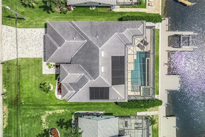 Aerial view of a pool area