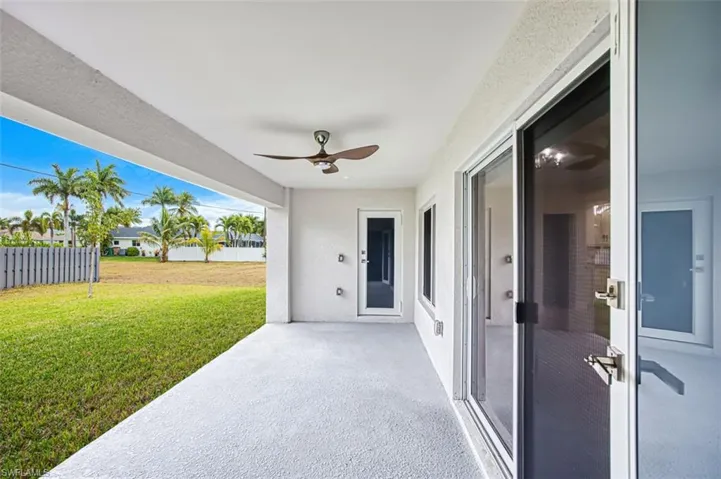 View of patio / terrace featuring a ceiling fan