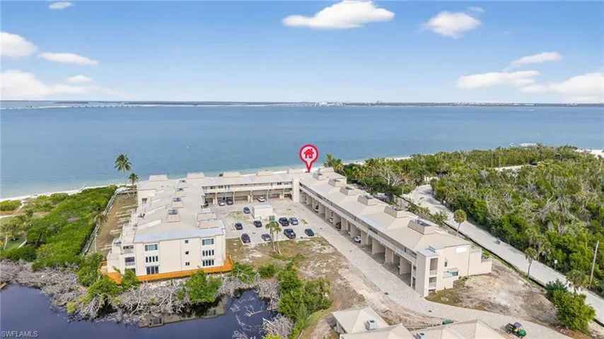 Drone / aerial view of a nearby body of water