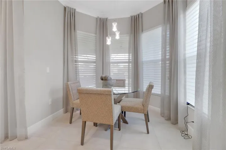View of tiled dining area