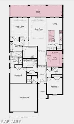 Additional Highlights Include: a study with double doors, a covered extended lanai, gourmet kitchen, an outdoor kitchen rough-in, tray ceiling package, 4' garage extension, and impact windows throughout the whole house.