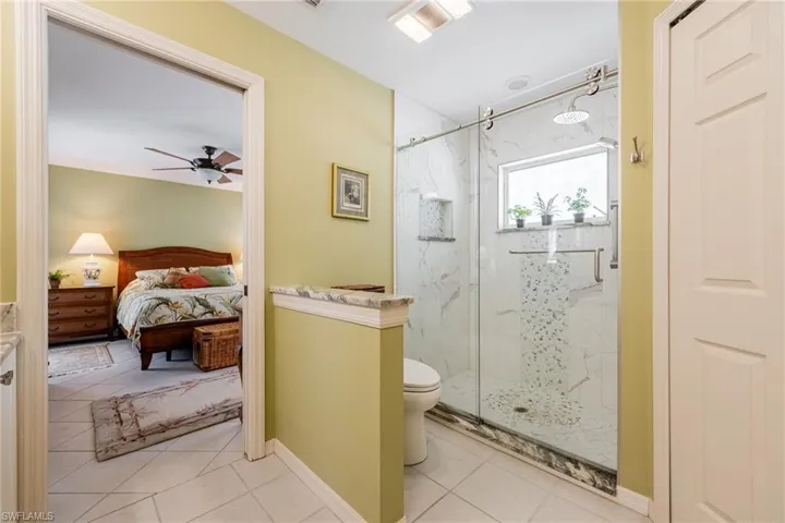 Spacious Tiled Shower in Primary Bathroom