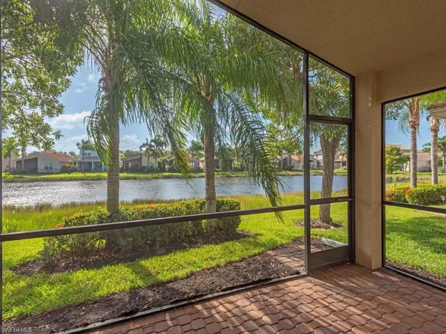 Screened in lanai with lake views