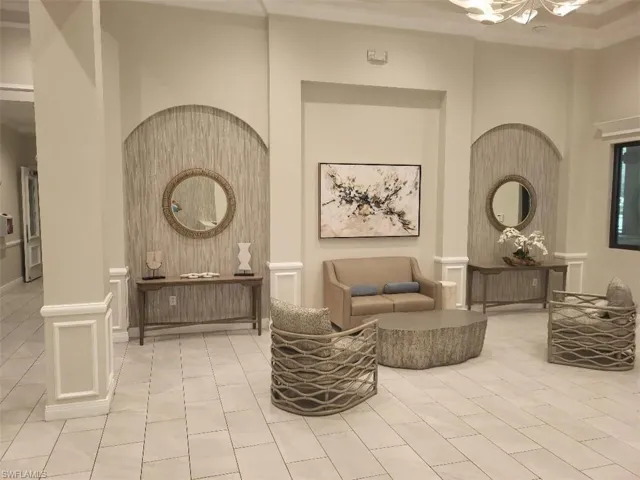 Building lobby featuring a high ceiling